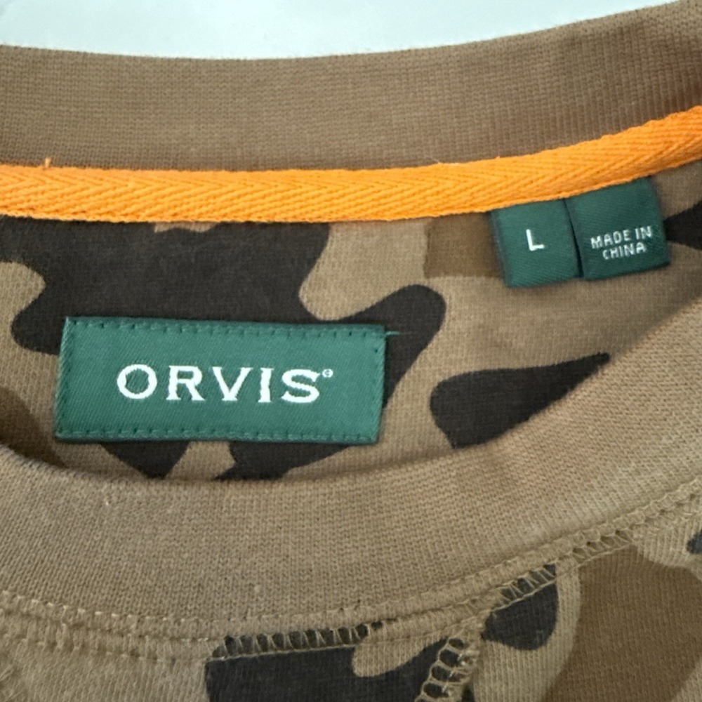 Orvis 1971 Duck Camo Brown Crew Neck Sweatshirt Mens L Outdoor C Lazy U Ranch - Picture 7 of 11